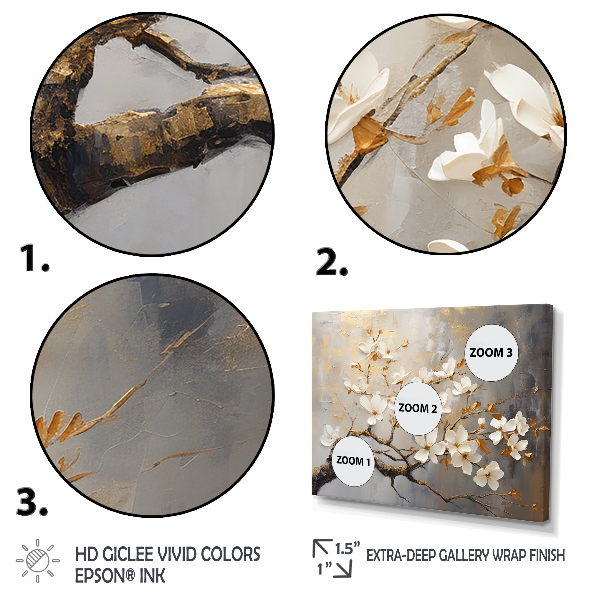 Gold and Grey floral tree serenity - Bird Wall Art Prints
