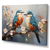 Orange and blue birds on blossom tree - Bird Living Room Wall Art