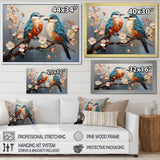 Orange and blue birds on blossom tree - Bird Living Room Wall Art