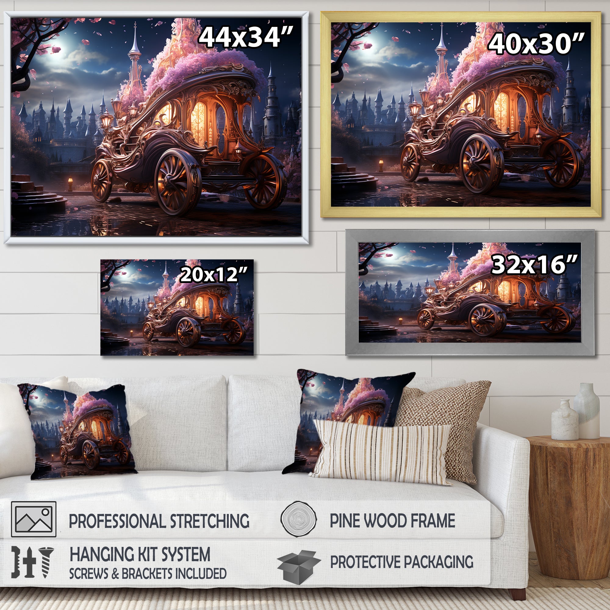 Enchanted Princess Carriage I - Old American Cart Canvas Wall Art