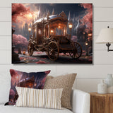 Floral Pink Princess Carriage - Old American Cart Canvas Wall Art
