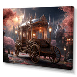 Floral Pink Princess Carriage - Old American Cart Canvas Wall Art
