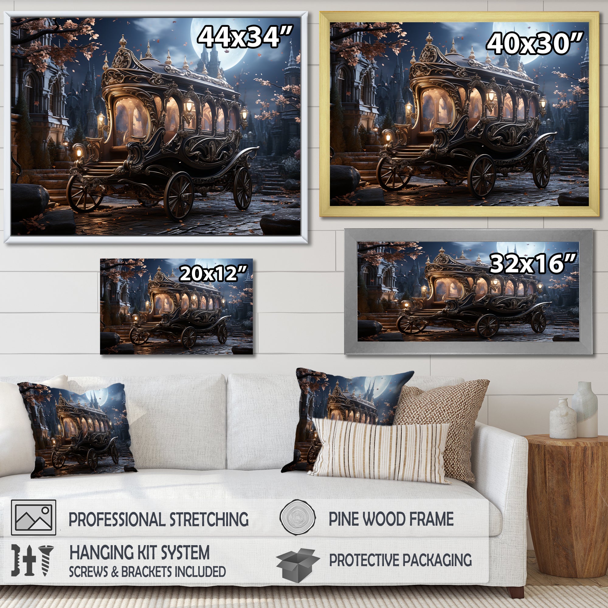 Enchanted Evening Carriage - Old American Cart Canvas Wall Art