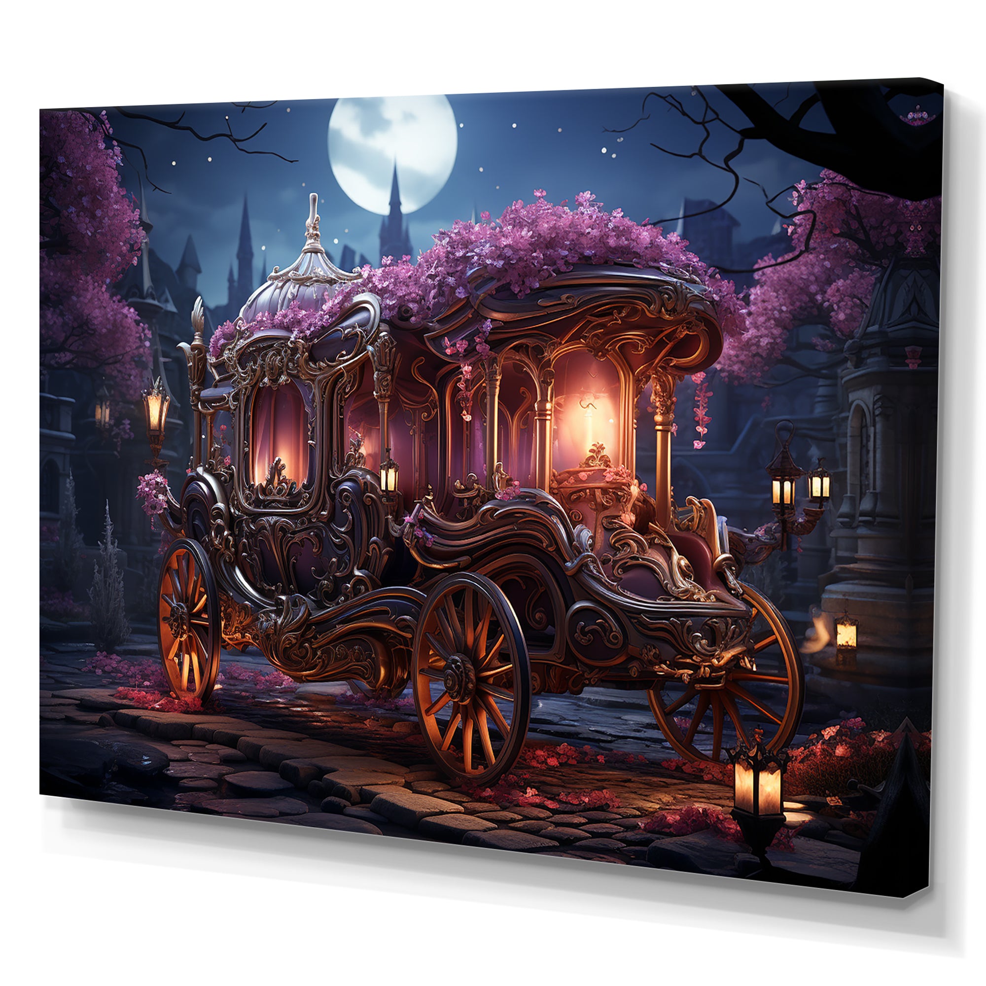 Floral Princess Carriage - Old American Cart Canvas Wall Art