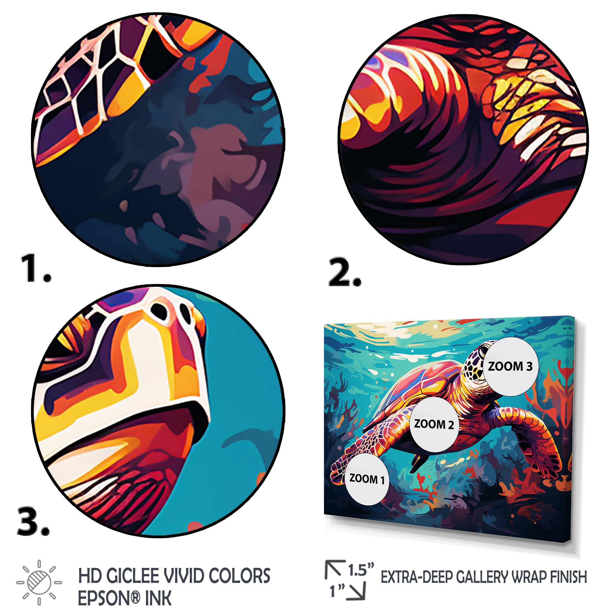 Pop art curious Turtle Aquatic Dance - Turtle Canvas Wall Art