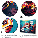 Pop art curious Turtle Aquatic Dance - Turtle Canvas Wall Art