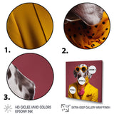 Yellow and orange Fashion first suited dog - Dog Framed Canvas Art