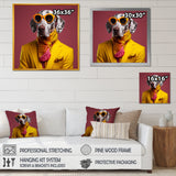 Yellow and orange Fashion first suited dog - Dog Framed Canvas Art