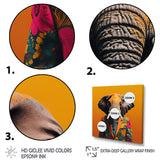 Elephant suited up Yellow and pink - Elephant Large Canvas Wall Art