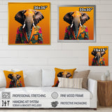Elephant suited up Yellow and pink - Elephant Large Canvas Wall Art