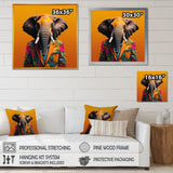 Elephant suited up Yellow and pink - Elephant Large Canvas Wall Art