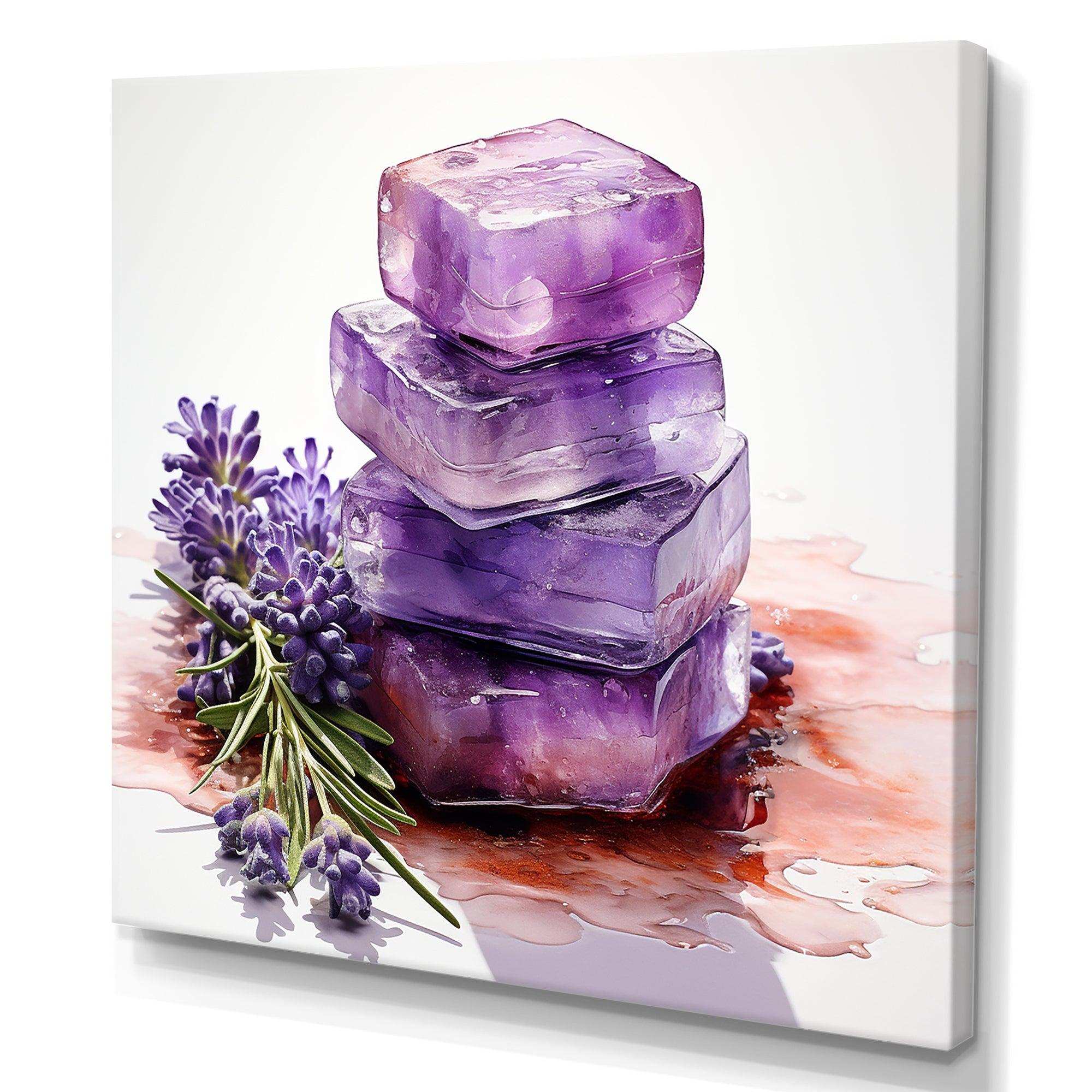 Purple Lavender batjhroom soap III - Floral Canvas Wall Art