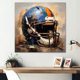 Vintage Blue And Orange American Football Helmet - Sport Football Canvas Wall Art