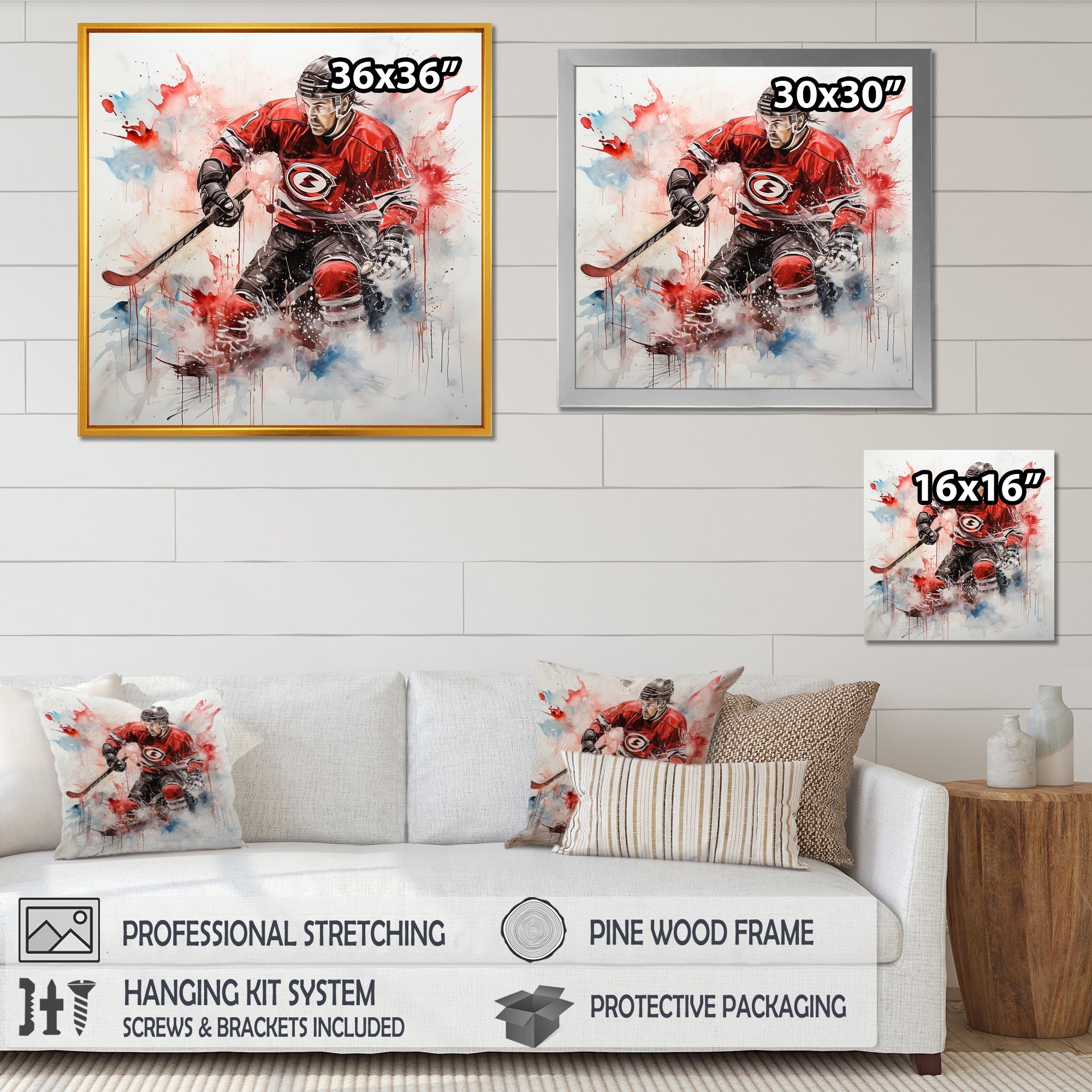 Red Us Hockey Ice Chronicles - Sport Hockey Canvas Wall Art