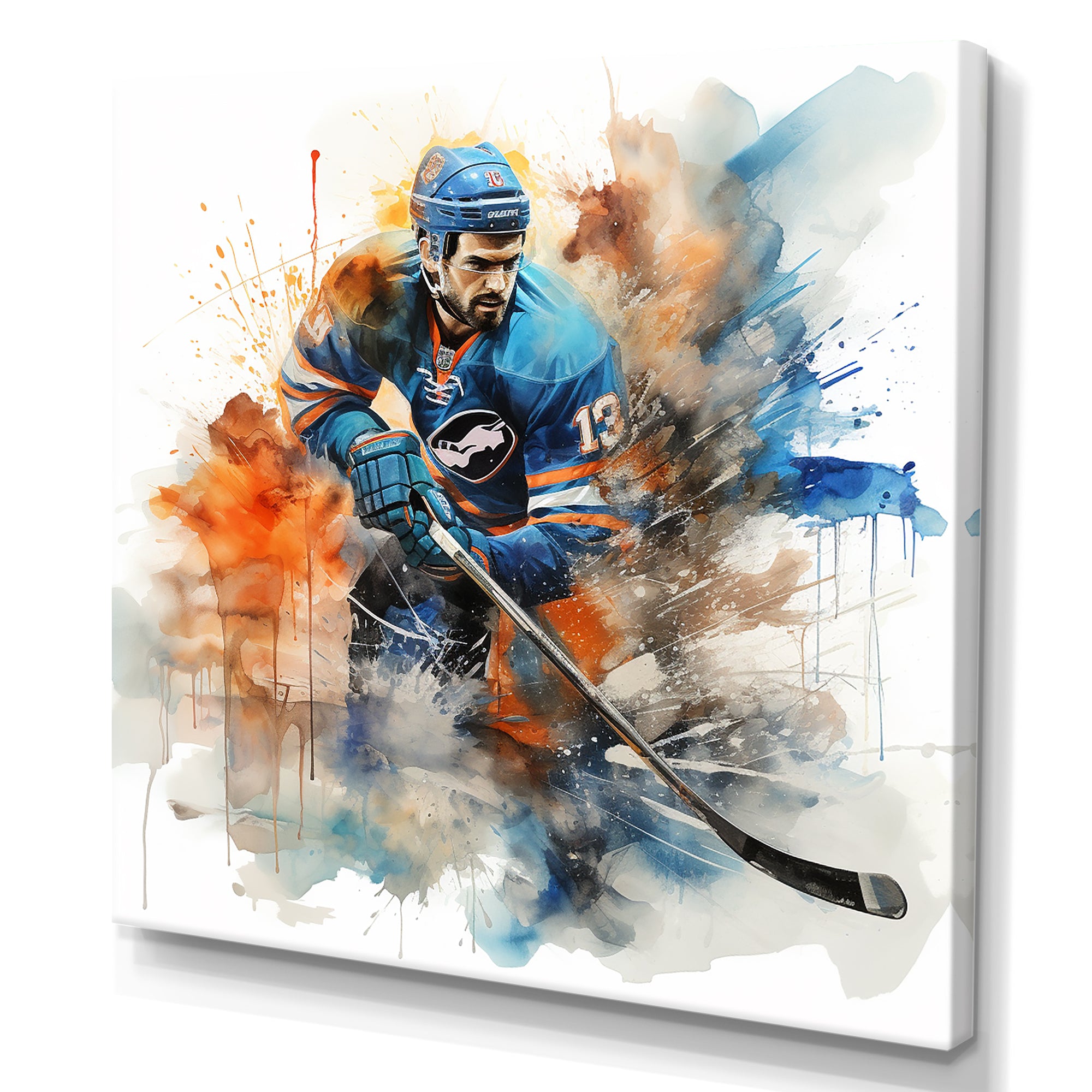Blue Us Hockey Ice Chronicles I - Sport Hockey Canvas Wall Art
