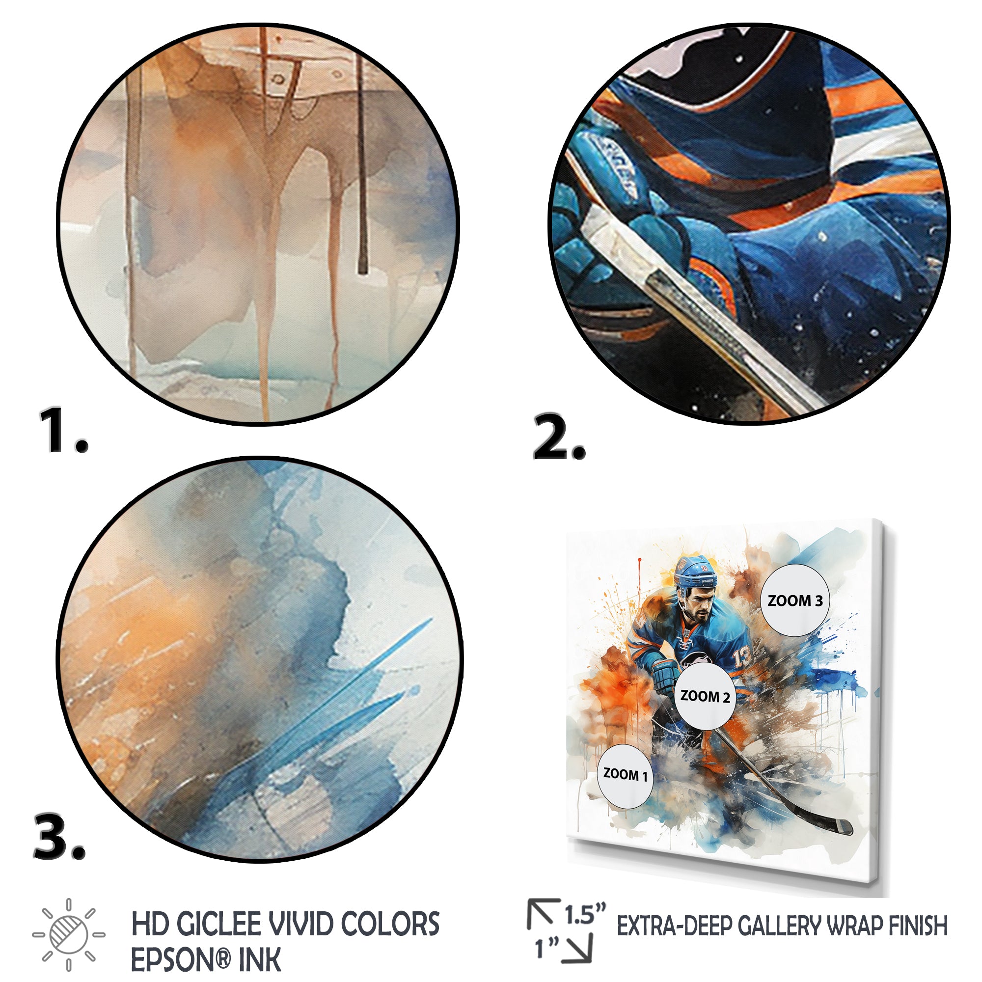 Blue Us Hockey Ice Chronicles I - Sport Hockey Canvas Wall Art