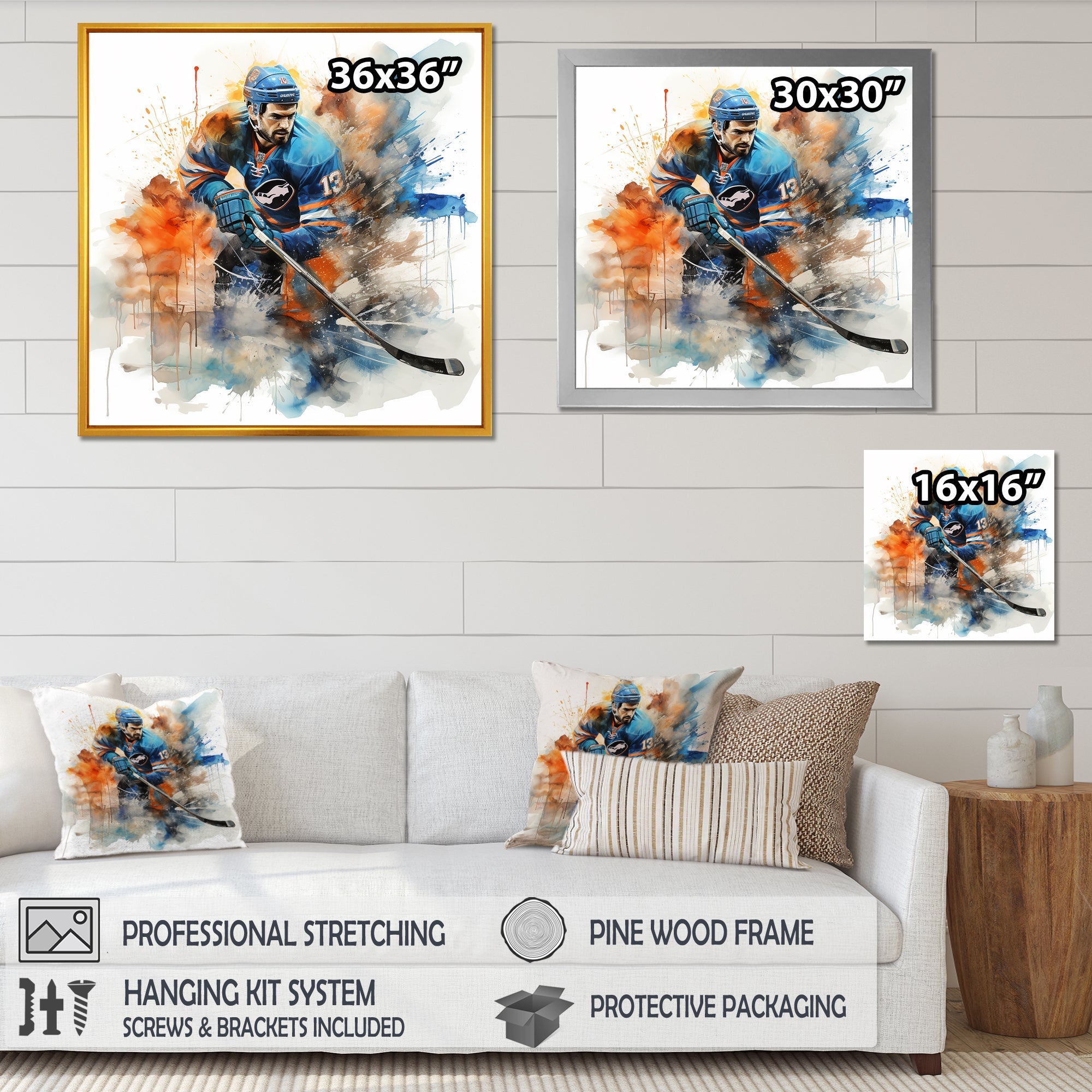 Blue Us Hockey Ice Chronicles I - Sport Hockey Canvas Wall Art