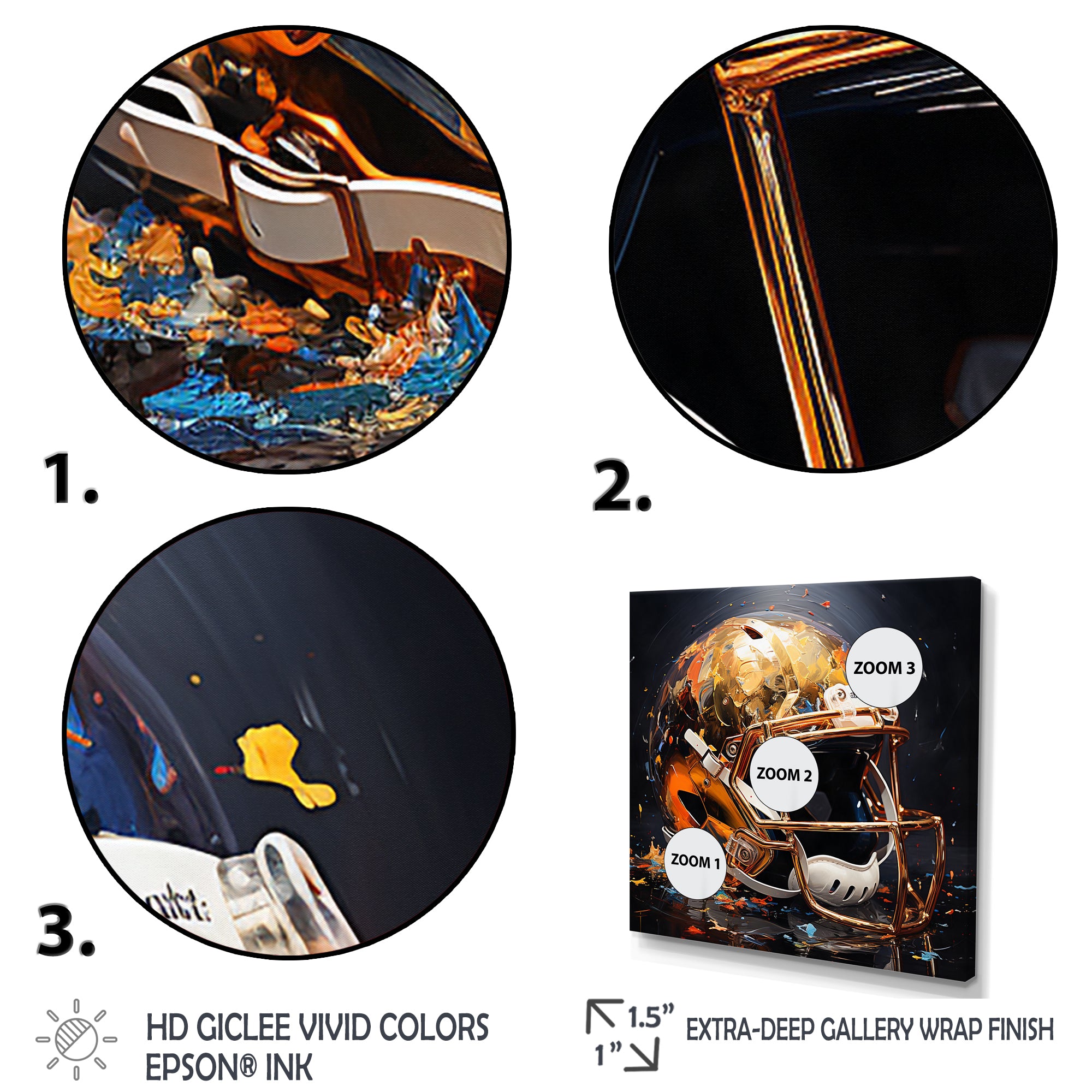 Gold American Football Helmet - Sport Football Canvas Wall Art