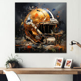 Vintage Gold Football Helmet - Sport Football Canvas Wall Art