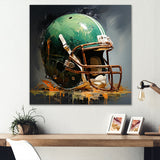 Green And Black American Football Helmet - Sport Football Canvas Wall Art