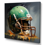 Green And Black American Football Helmet - Sport Football Canvas Wall Art