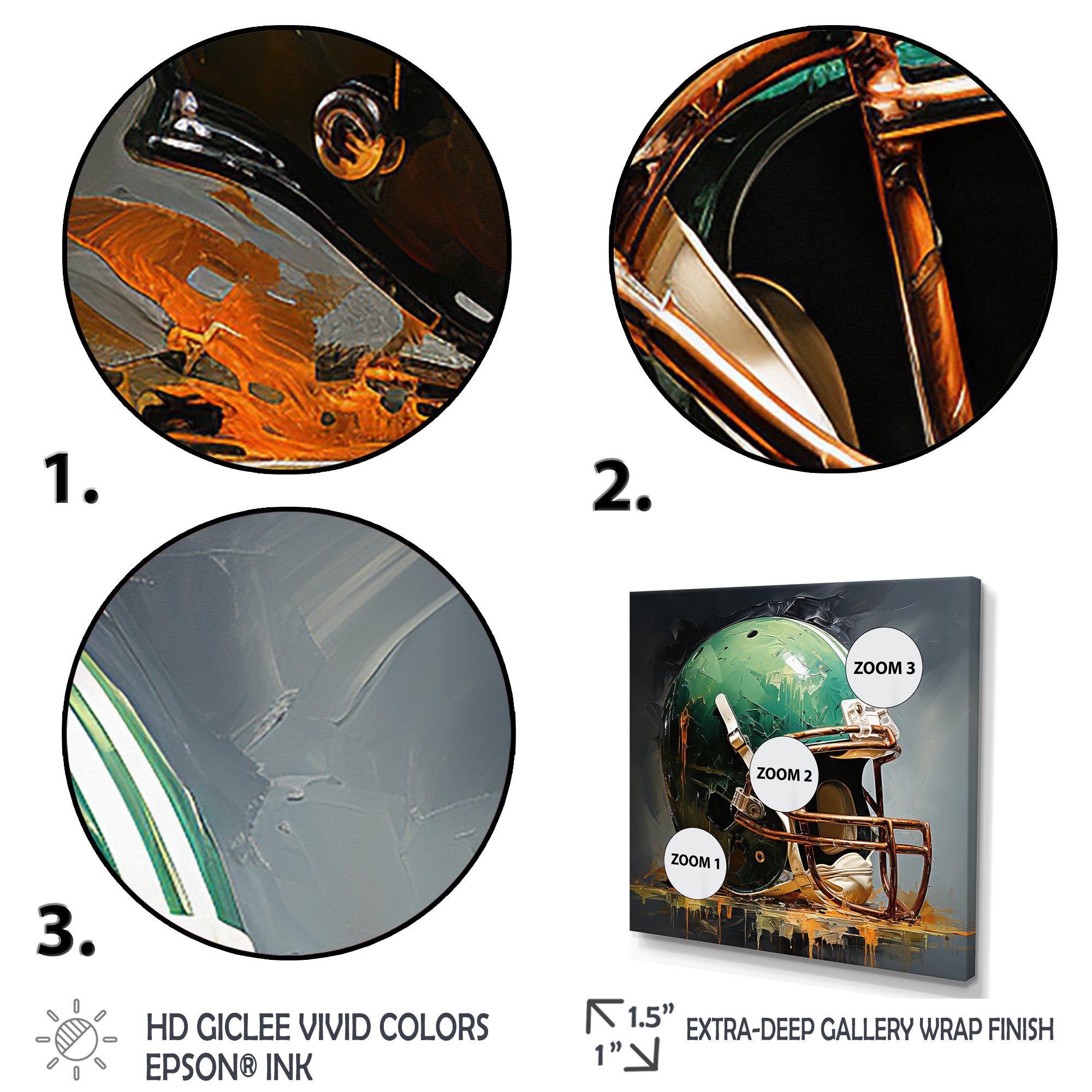 Green And Black American Football Helmet - Sport Football Canvas Wall Art