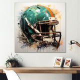 Vintage Green Football Helmet - Sport Football Canvas Wall Art