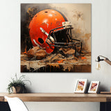 Vintage Orange Football Helmet I - Sport Football Canvas Wall Art