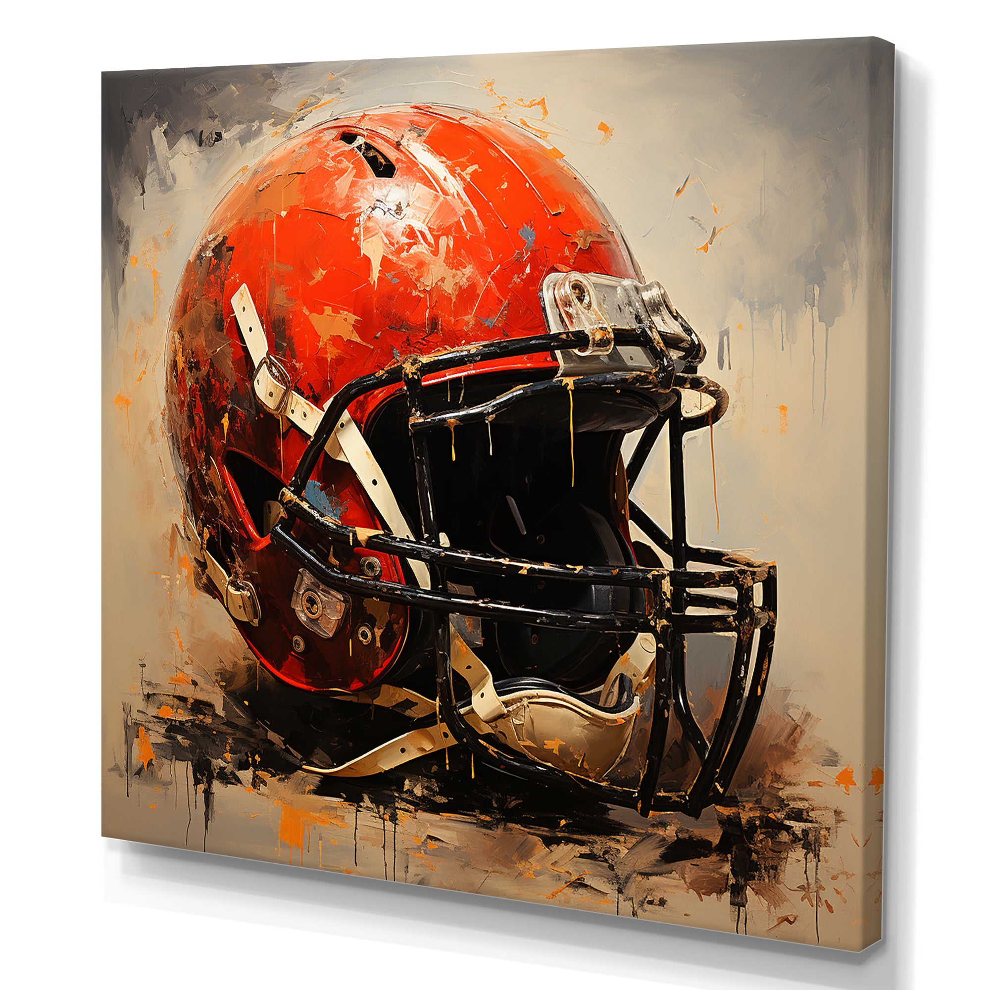 Minimalist Red Football Helmet I - Sport Football Canvas Wall Art
