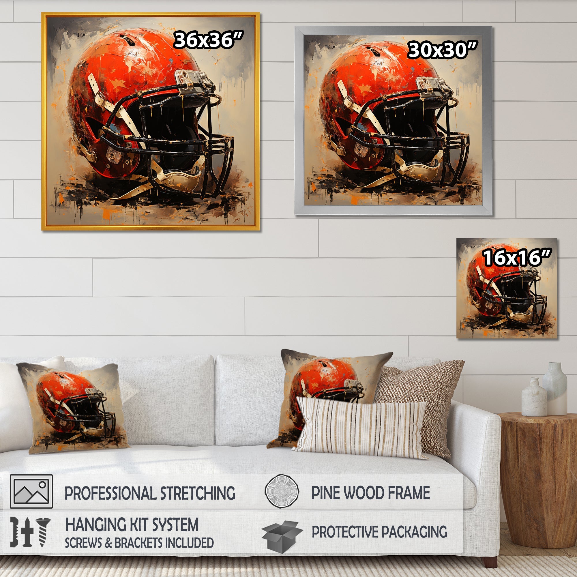 Minimalist Red Football Helmet I - Sport Football Canvas Wall Art