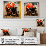 Minimalist Red Football Helmet I - Sport Football Canvas Wall Art