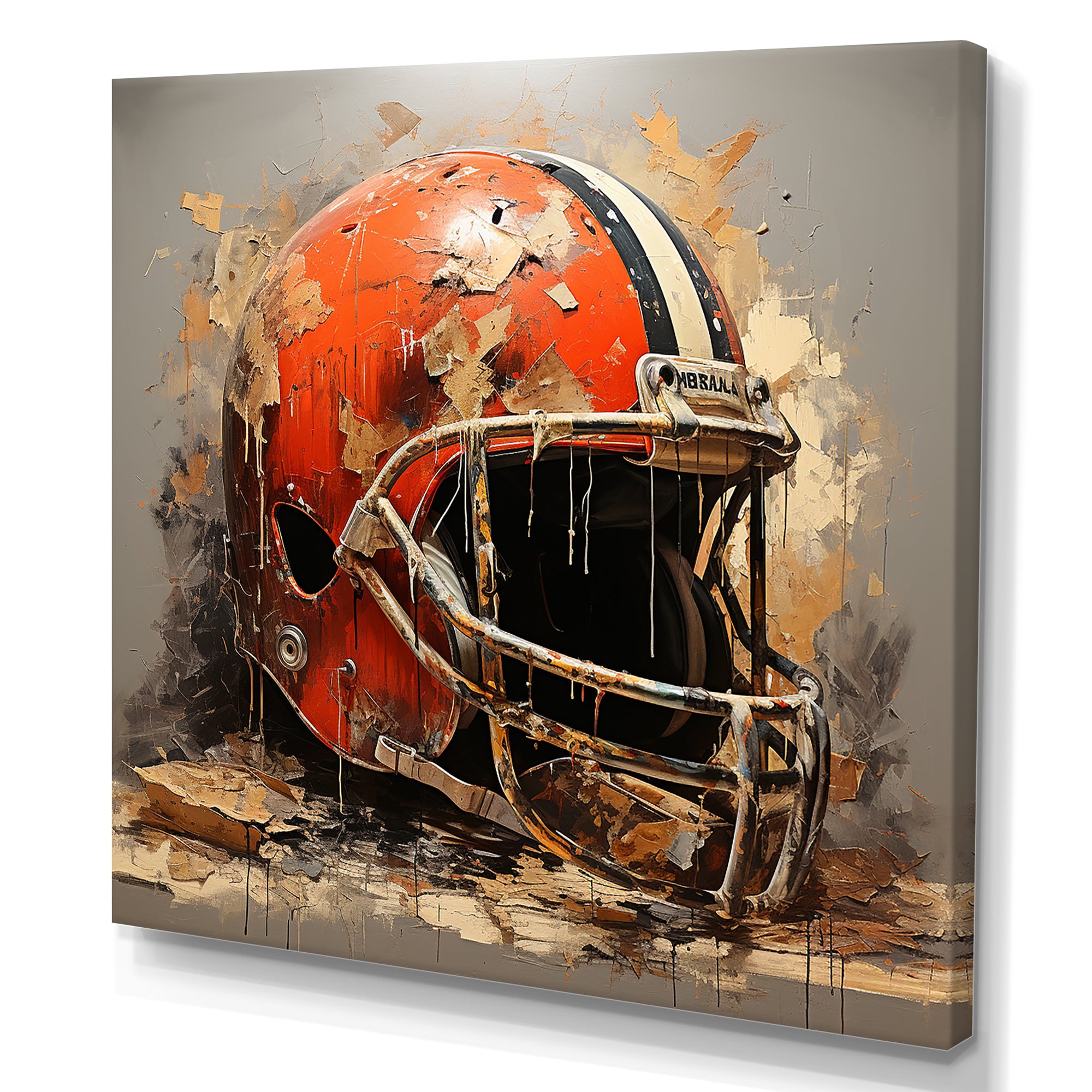 Red And Black Football Helmet - Sport Football Canvas Wall Art