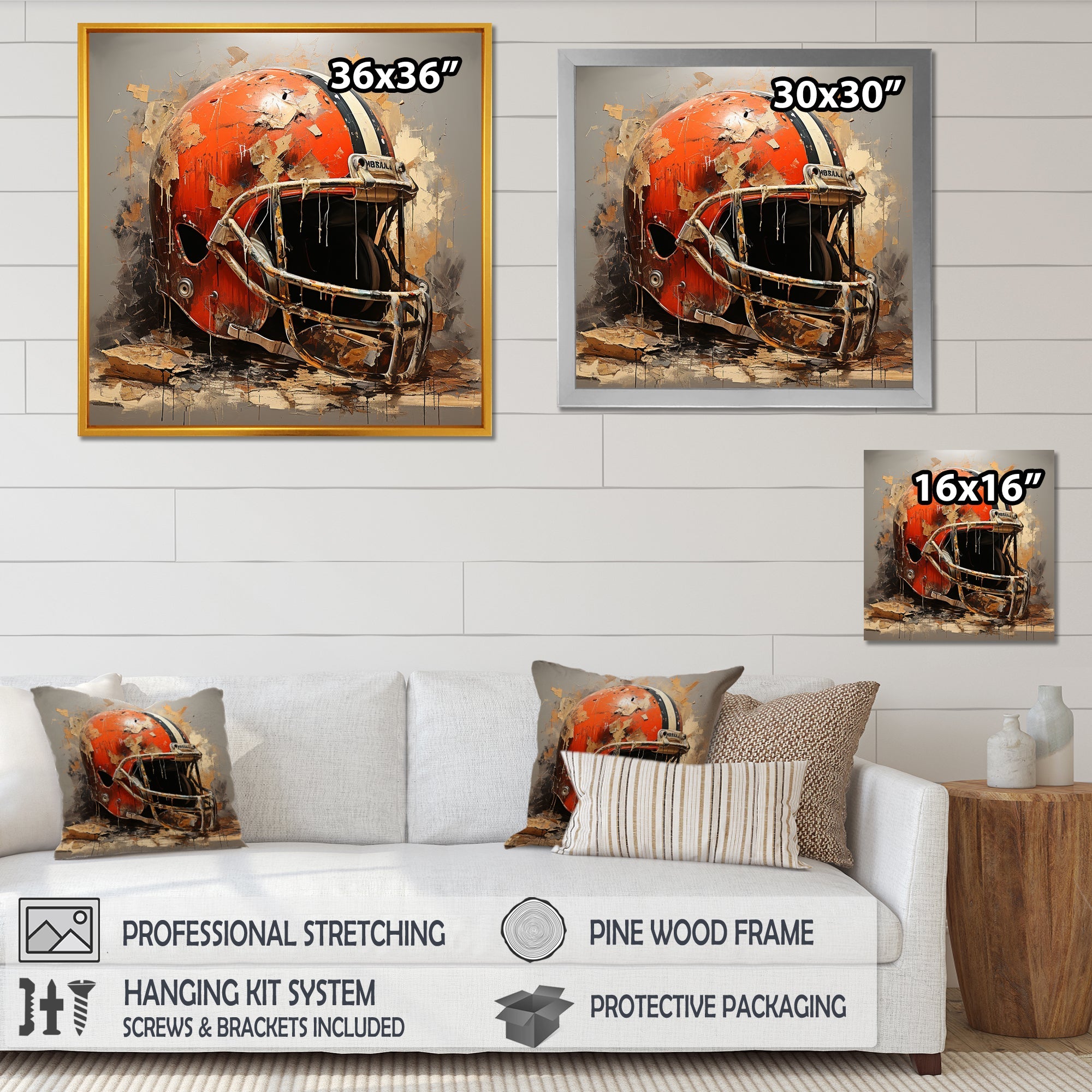Red And Black Football Helmet - Sport Football Canvas Wall Art