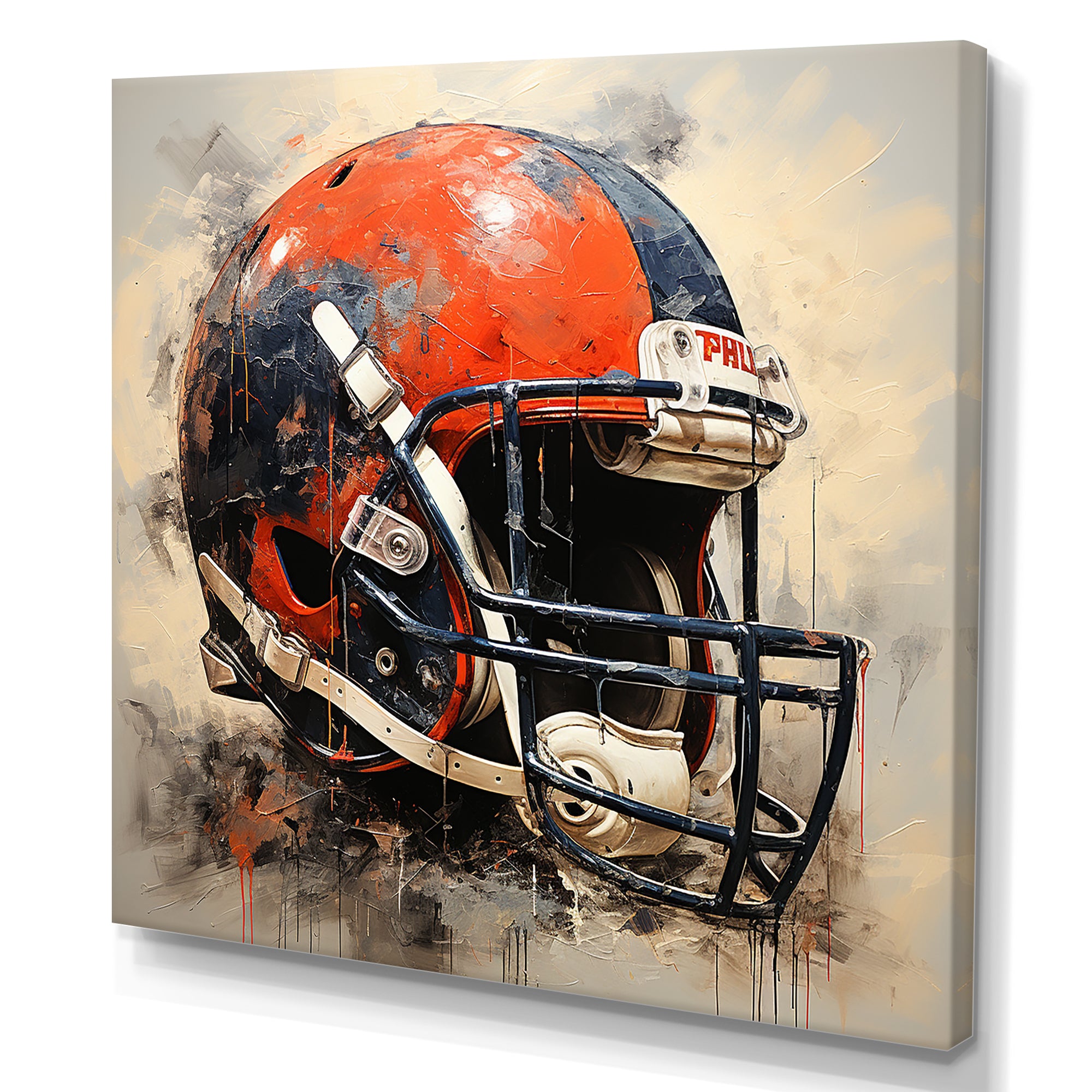 Black And Red Football Helmet - Sport Football Canvas Wall Art