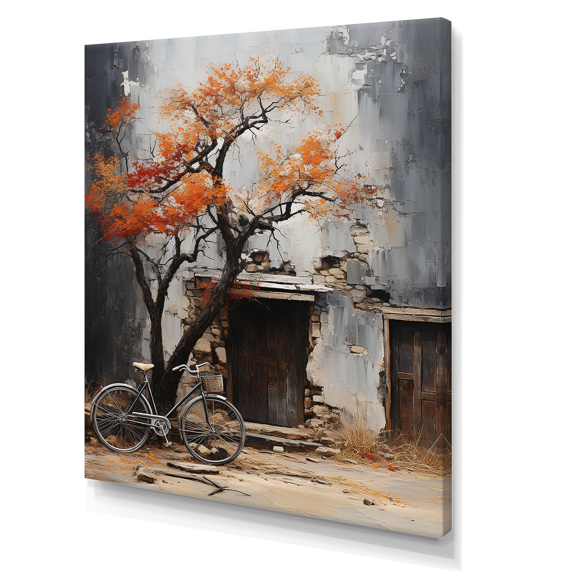 Orange and grey Midnight bicycle - Bicycle Canvas Wall Art