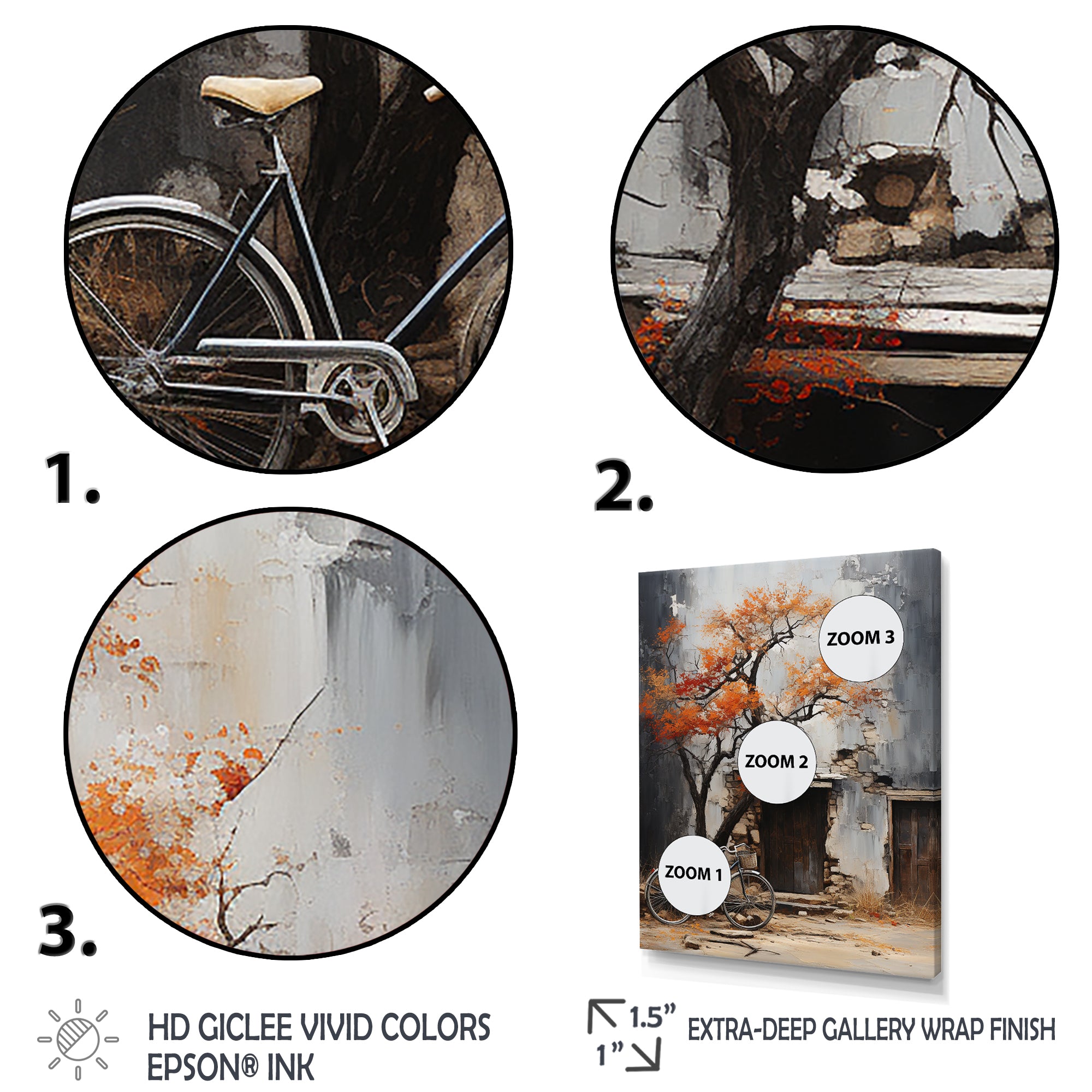 Orange and grey Midnight bicycle - Bicycle Canvas Wall Art