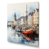 Red and grey Fishing Boat at port I - Boat Fishing Canvas Wall Art