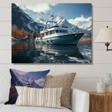 Red and white Fishing Boat in river I - Boat Fishing Canvas Wall Art