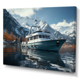 Red and white Fishing Boat in river I - Boat Fishing Canvas Wall Art