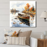 Autumn Tranquility canoe by the lake I - Boat Fishing Canvas Wall Art