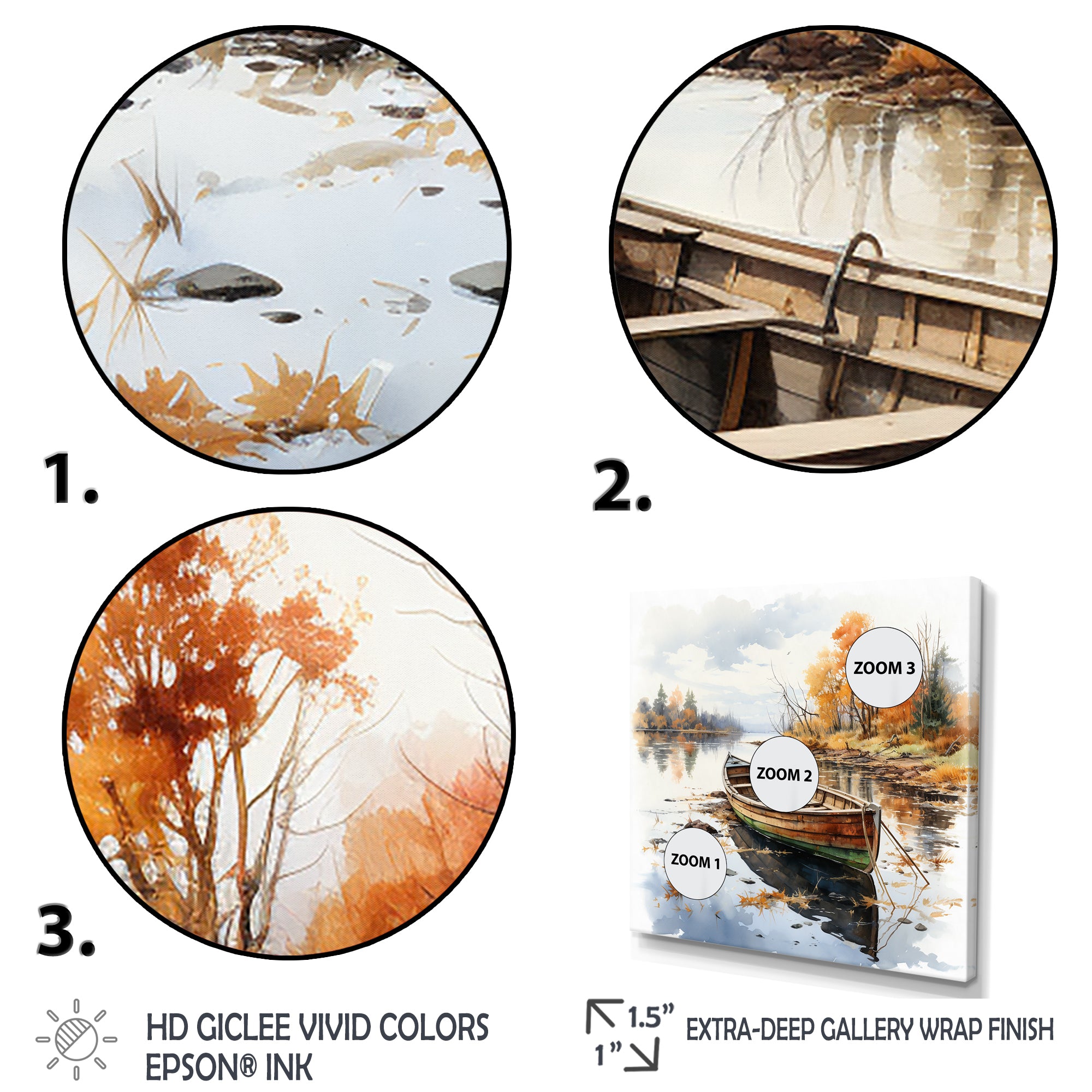 Autumn Tranquility canoe by the lake I - Boat Fishing Canvas Wall Art