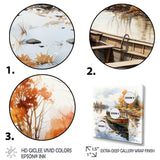 Autumn Tranquility canoe by the lake I - Boat Fishing Canvas Wall Art