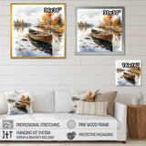 Autumn Tranquility canoe by the lake I - Boat Fishing Canvas Wall Art