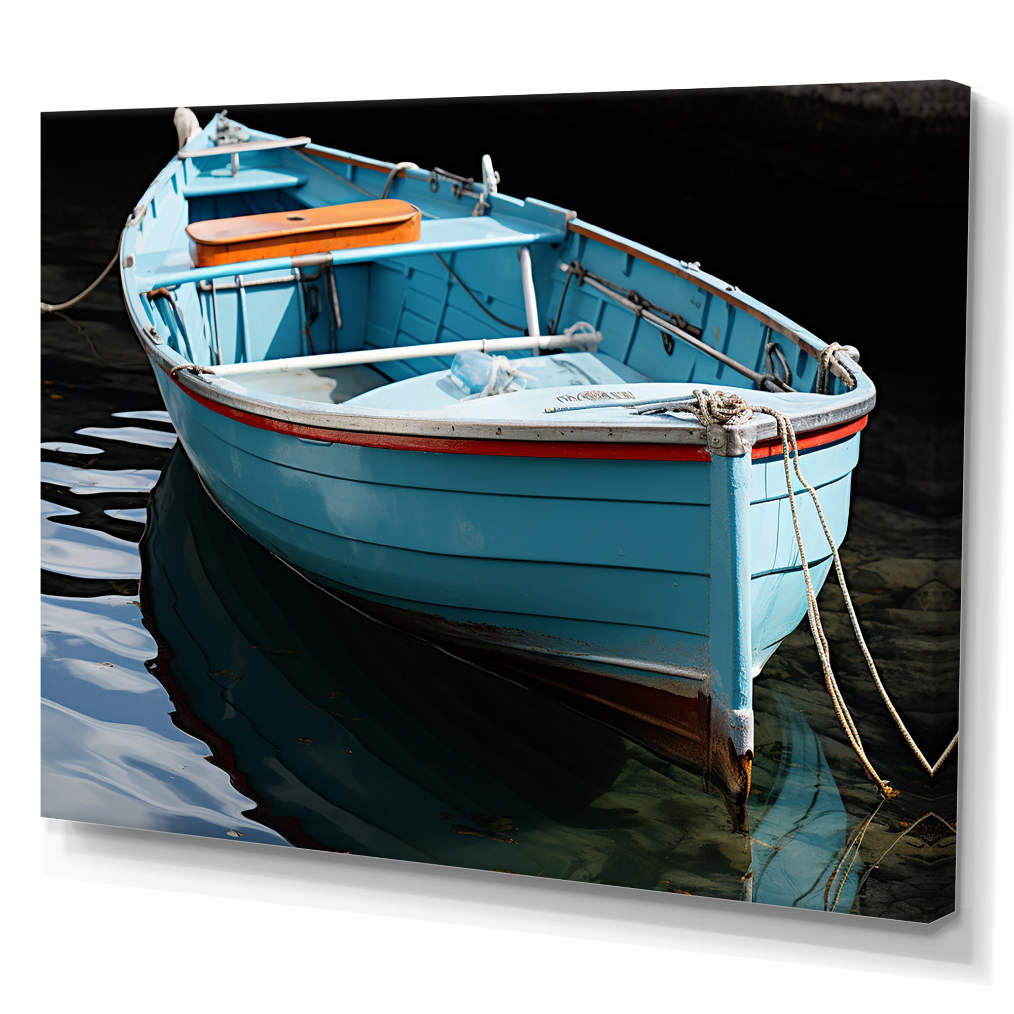 Blue and red Fishing boat expedition - Boat Fishing Canvas Wall Art