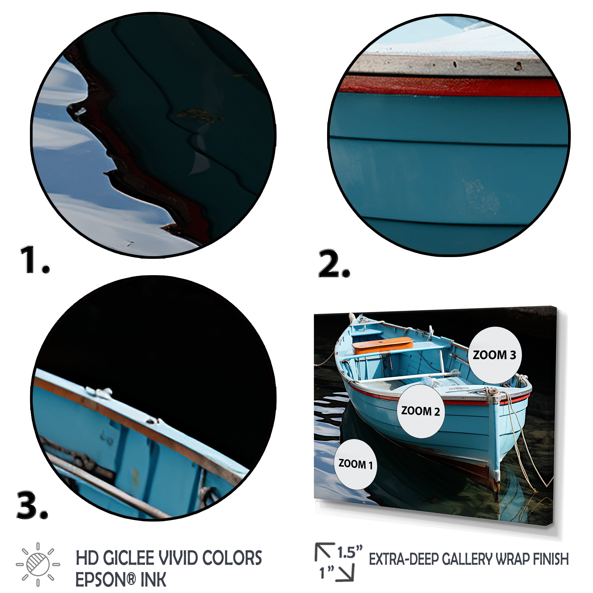 Blue and red Fishing boat expedition - Boat Fishing Canvas Wall Art