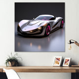 Pink and chrome Italian hyper car I - Car Exotic Canvas Wall Art
