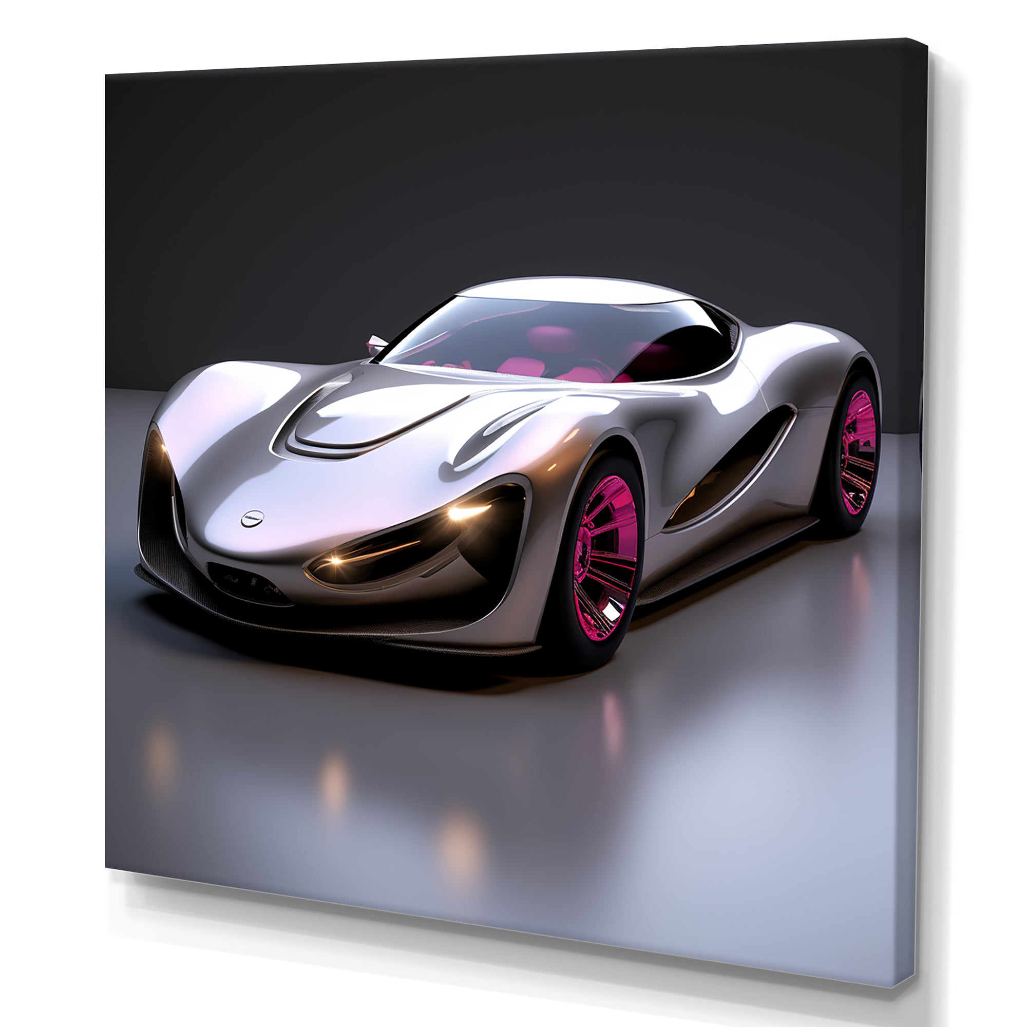 Pink and chrome Italian hyper car I - Car Exotic Canvas Wall Art