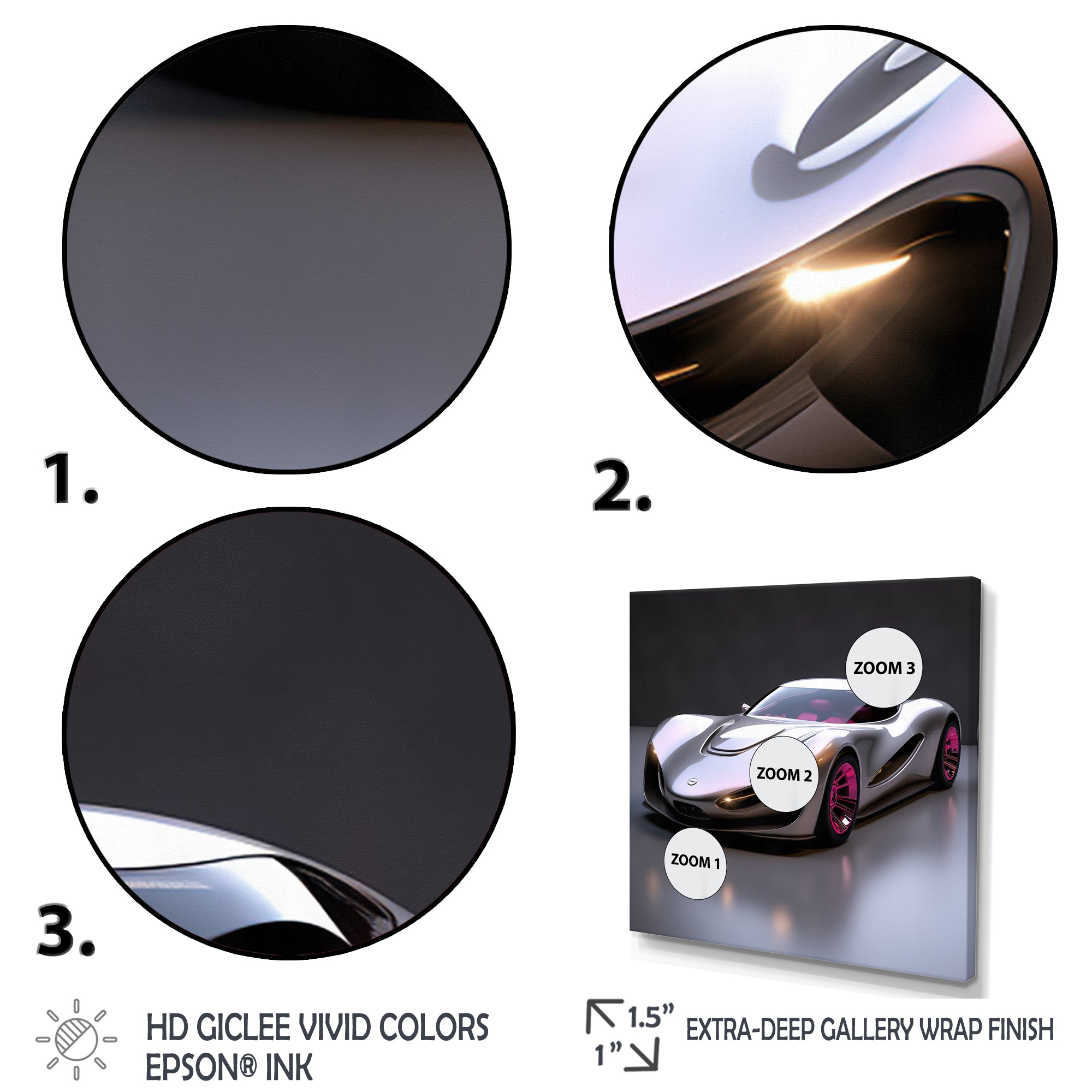 Pink and chrome Italian hyper car I - Car Exotic Canvas Wall Art