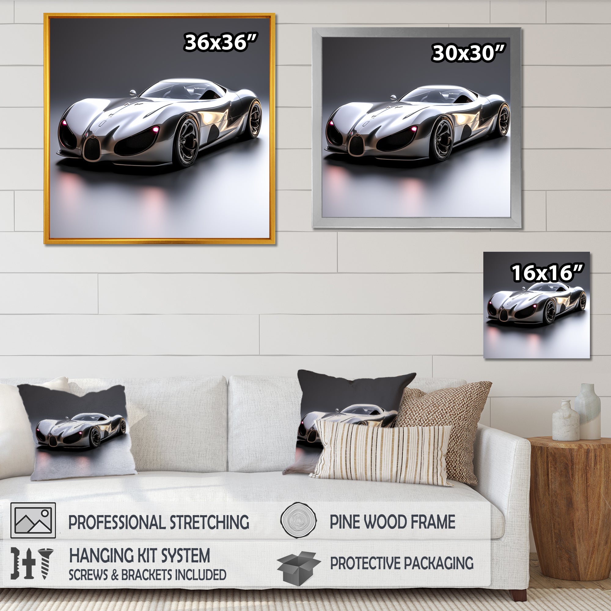 Silver Italian hyper car I - Car Exotic Canvas Wall Art