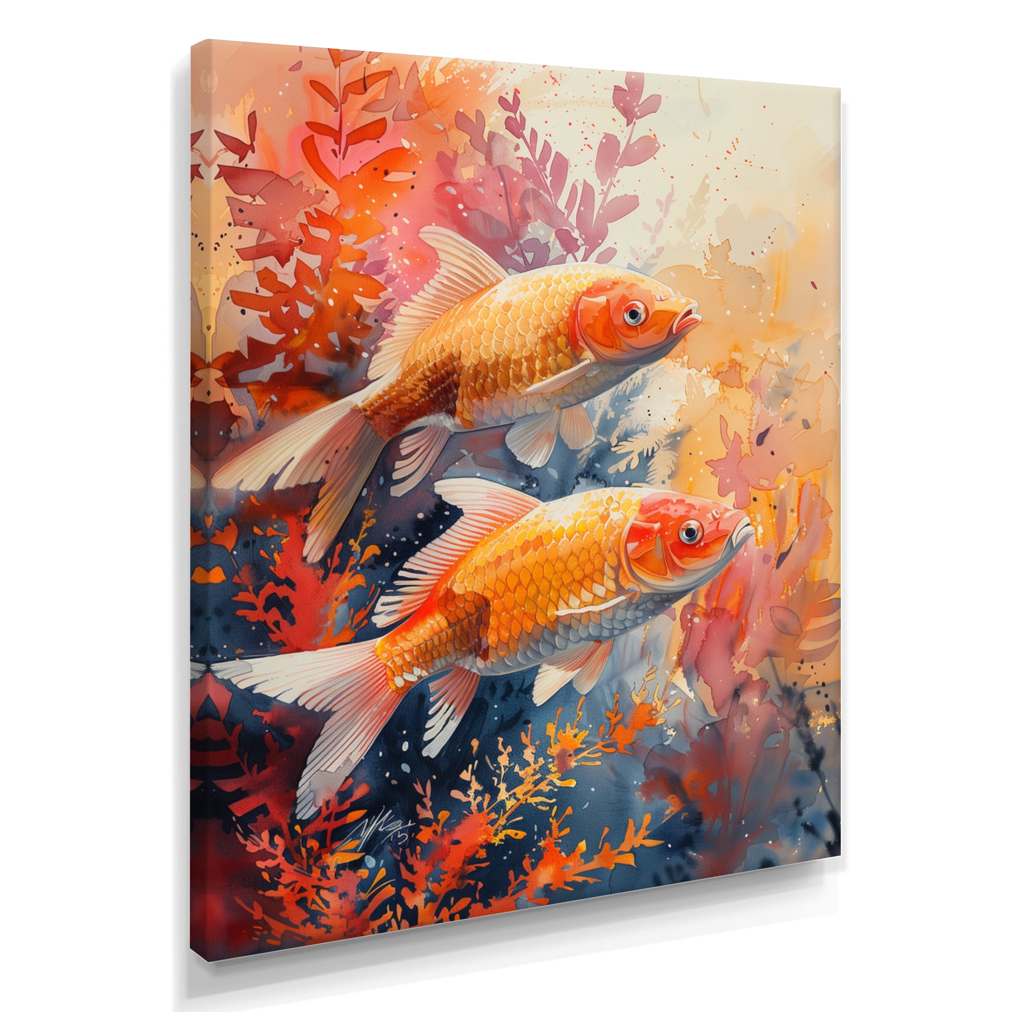 Orange coral Marine koi fish magic - Coral Wall Art Prints